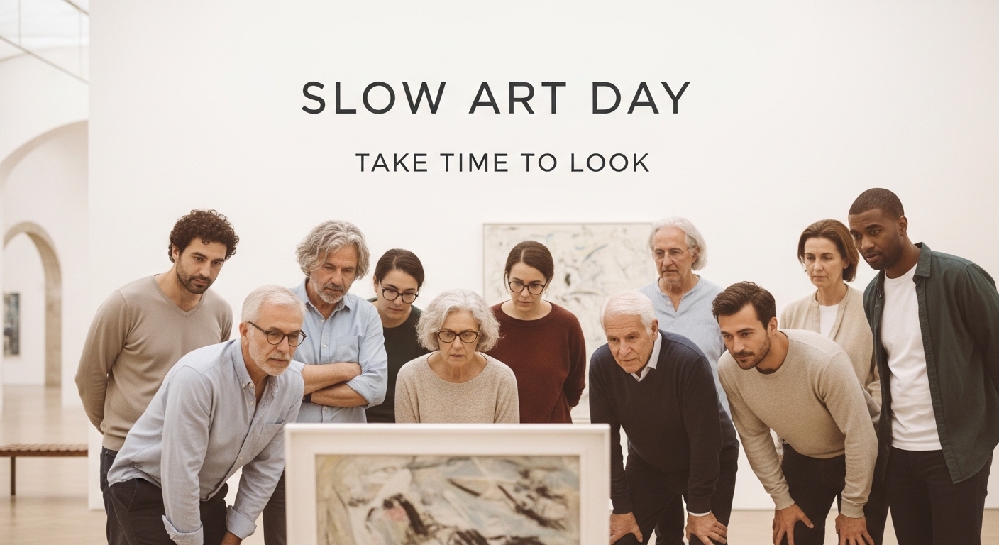 Diverse Group Appreciating Art at a Museum Slow Art Day Exhibition - Feature Image Apr 270