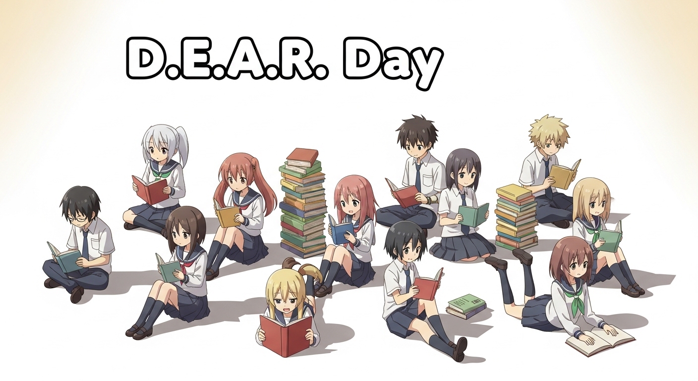 Anime Students Reading Books for D.E.A.R. Day Event, Education & Learning Promotion - Feature Image Apr 273