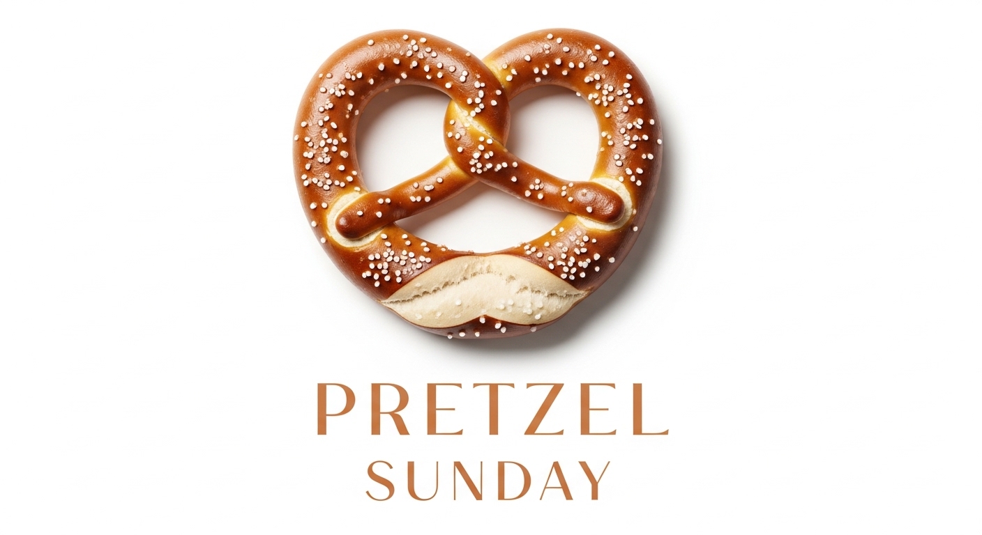 Delicious Salted Pretzel on Clean White Background with Sunday Text - Feature Image Apr 282
