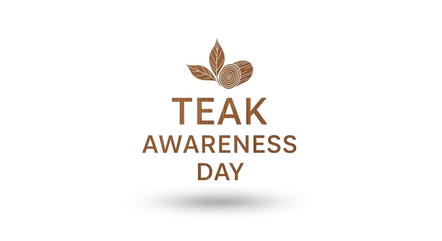 Teak Awareness Day Celebration Graphic with Wood Grain Text and Tree Icon - Feature Image Apr 283 1