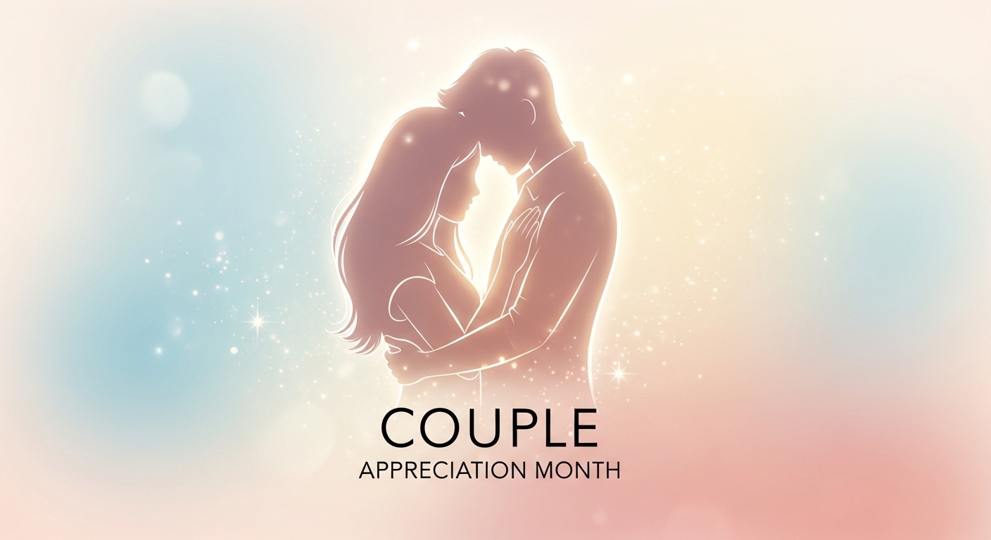 Couple Appreciation Month: Loving Embrace Illustration with Gentle Glow & Sparkles - Feature Image Apr 34