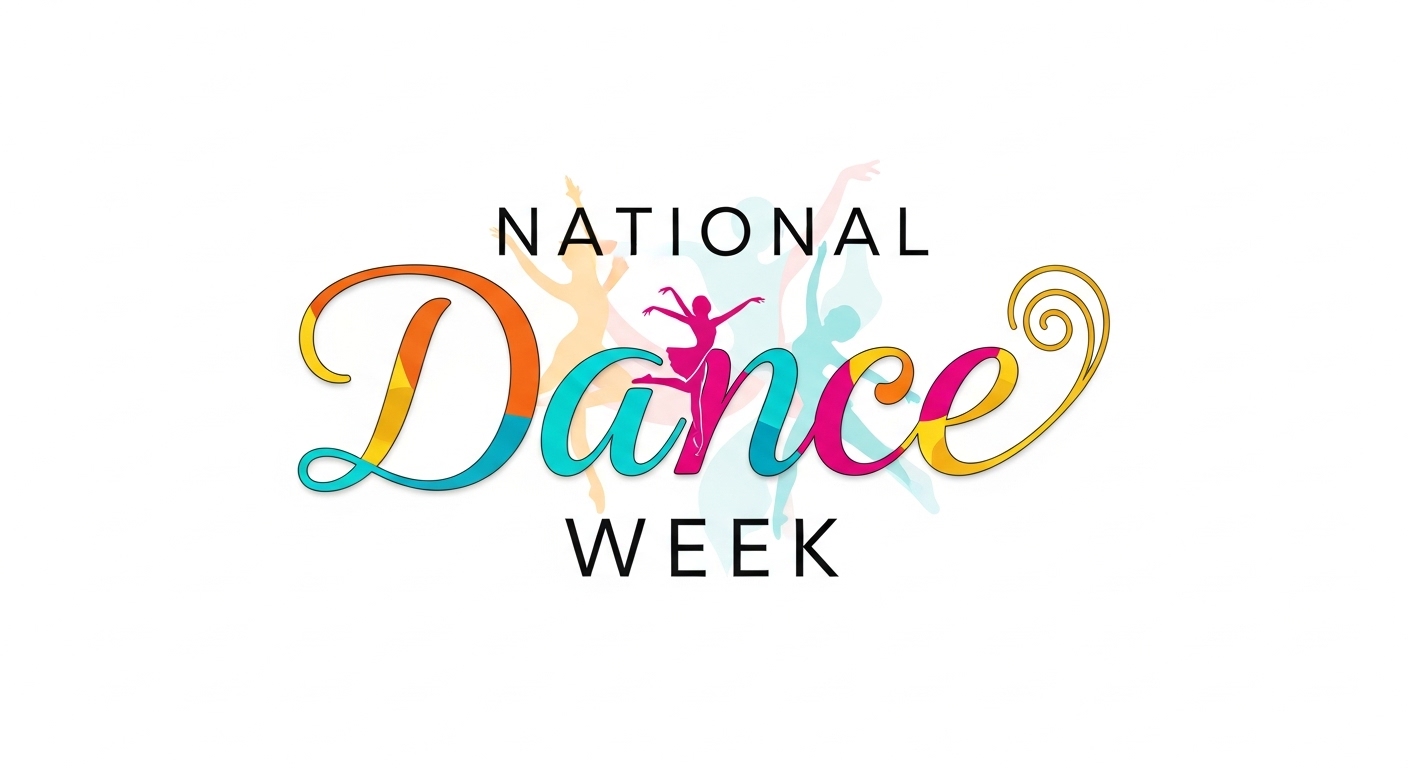 National Dance Week Celebration with Colorful Typography and Dancer Silhouettes - Feature Image Apr 356