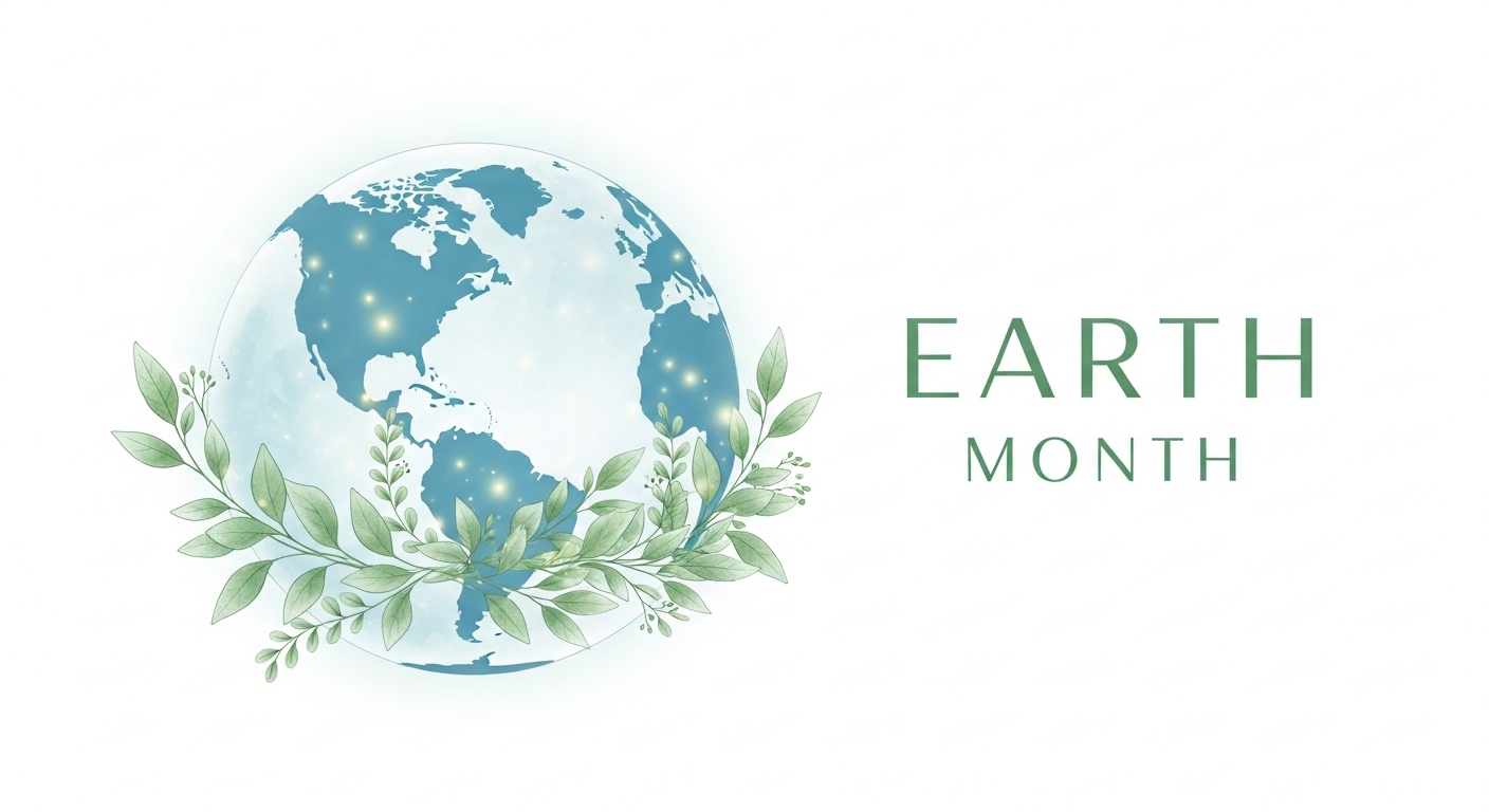 Earth Month Awareness: Watercolor Globe & Green Foliage. Planet Conservation & Environmental Design. - Feature Image Apr 39