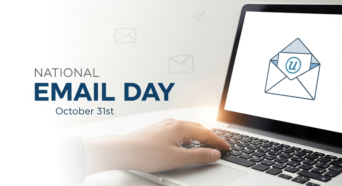 National Email Day October 31st Celebration with Laptop and Typing Hand - Feature Image Apr 444