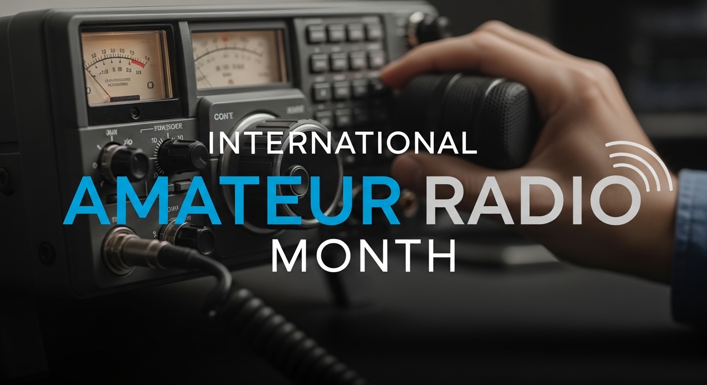 International Amateur Radio Month: Operator's Hand on Microphone, Ham Radio Transceiver Equipment - Feature Image Apr 47