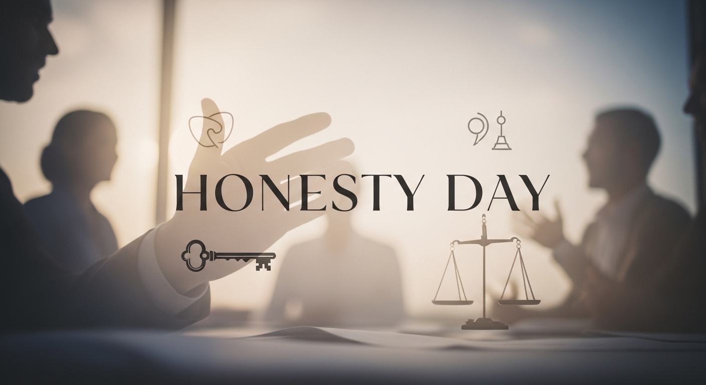Honesty Day: Business Meeting with Integrity Icons, Promoting Trust, Ethics & Transparency - Feature Image Apr 566
