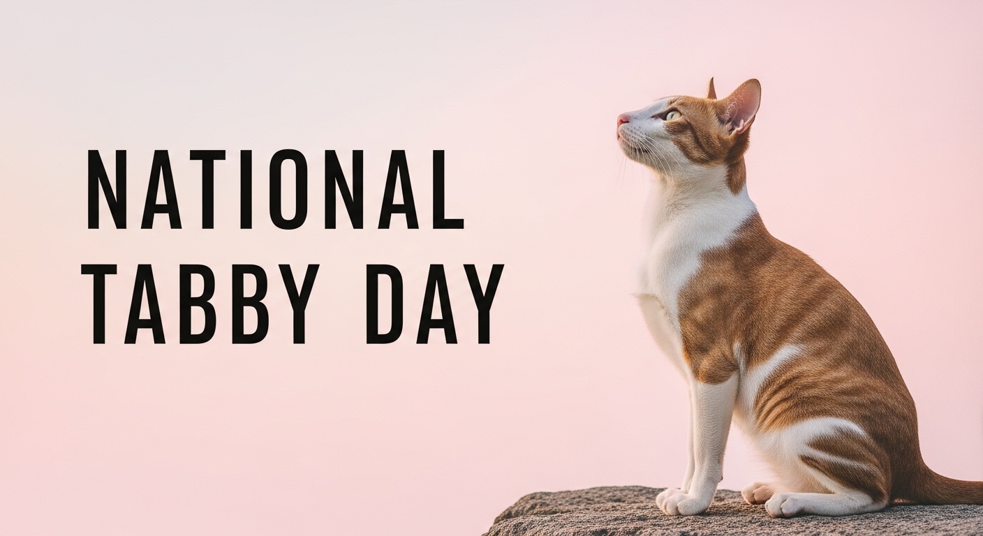 National Tabby Day Celebration. Tabby Cat Posing Against a Serene Pink Background. - Feature Image Apr 575