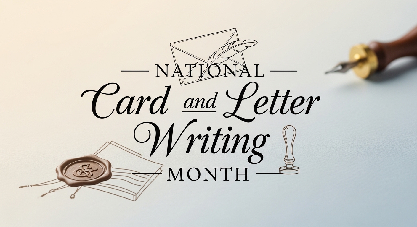 National Card and Letter Writing Month with Pen, Envelope, and Wax Seal Illustration - Feature Image Apr 60