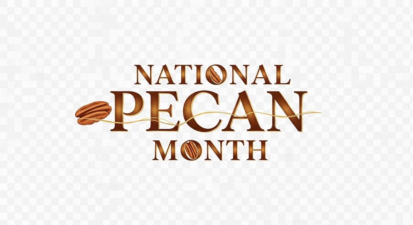 National Pecan Month Typographic Design with Nuts on Transparent Background - Feature Image Apr 76