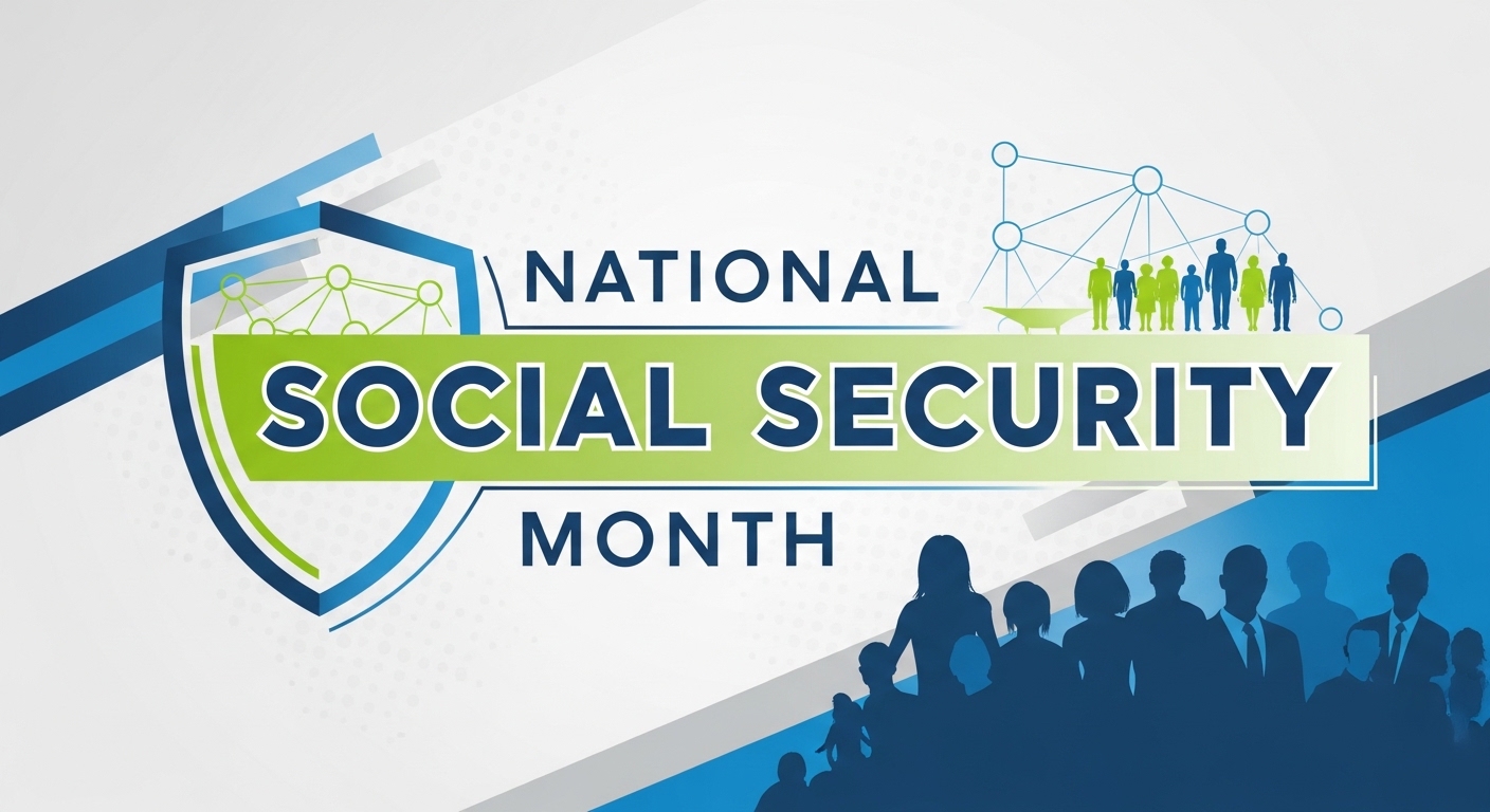National Social Security Month Awareness Banner with Community Protection & Network Icons - Feature Image Apr 82