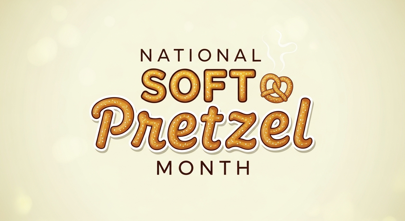 National Soft Pretzel Month Celebration Text with Pretzel Icon - Feature Image Apr 83