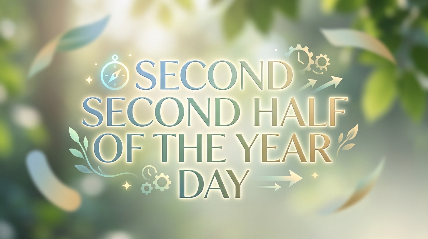 Second Half of Year Day Text on Luminous Nature Background with Icons - Feature Image Jul 25 1