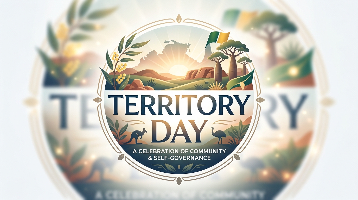 Territory Day Celebration Emblem: Australian Outback & Wildlife - Feature Image Jul 29