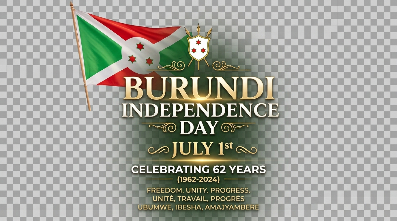 Burundi Independence Day July 1st Celebration Banner with National Flag and Emblem - Feature Image Jul 4