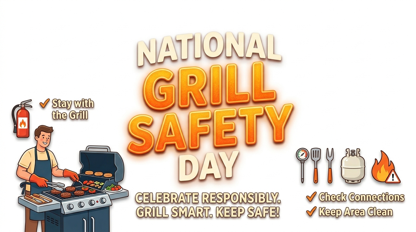National Grill Safety Day Awareness. Illustrated Grilling Tips for Safe Barbecue Practices - Feature Image July 121