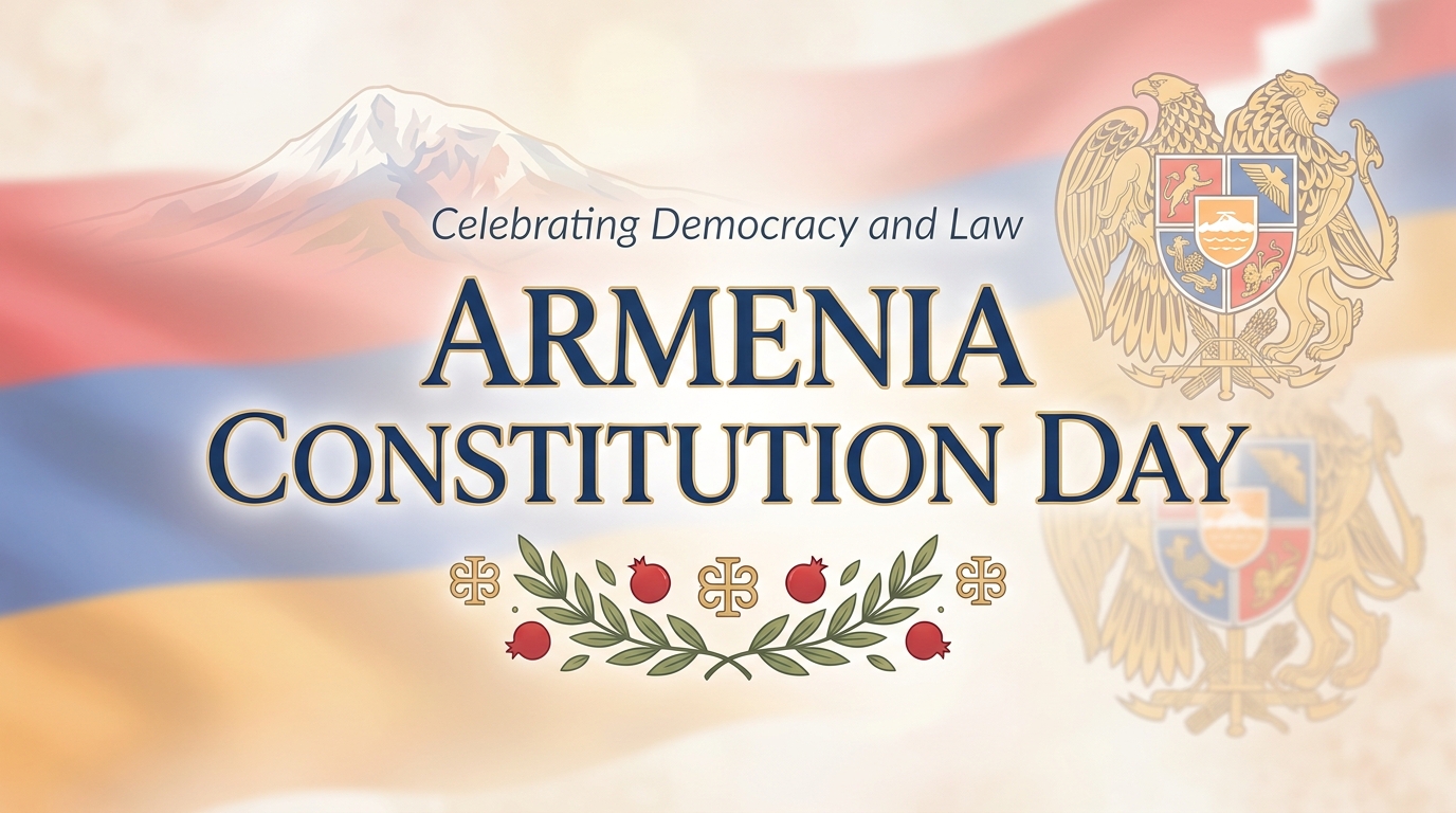 Armenia Constitution Day Celebration Banner with National Symbols and Mount Ararat - Feature Image July 130