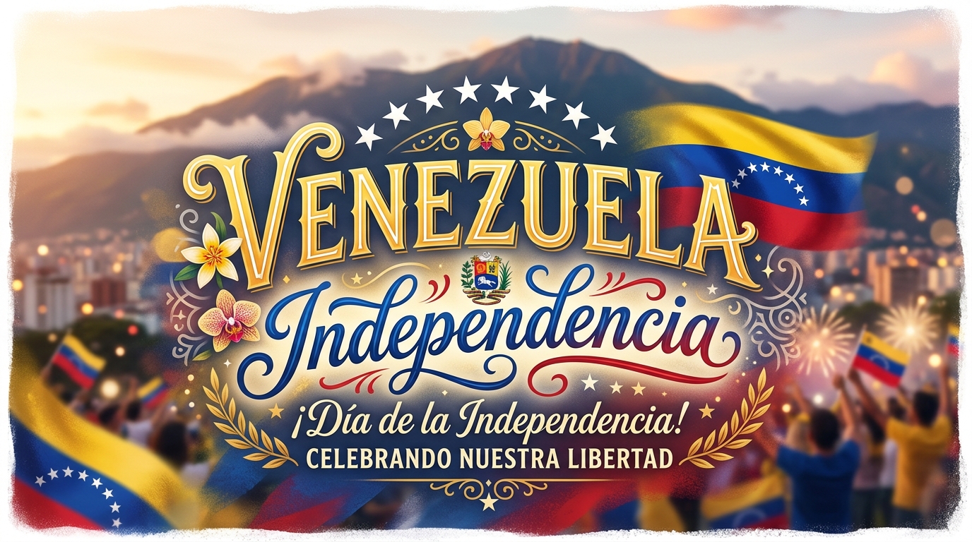 Venezuela Independence Day Celebration Banner with Patriotic Design, Flags, Fireworks - Feature Image July 141