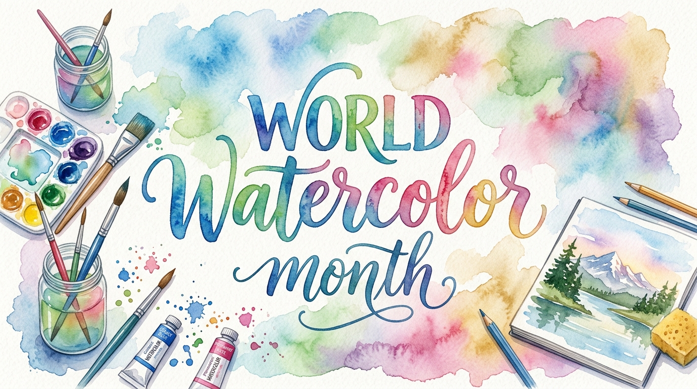 World Watercolor Month Art Tools & Vibrant Paint Splashes - Feature Image July 82