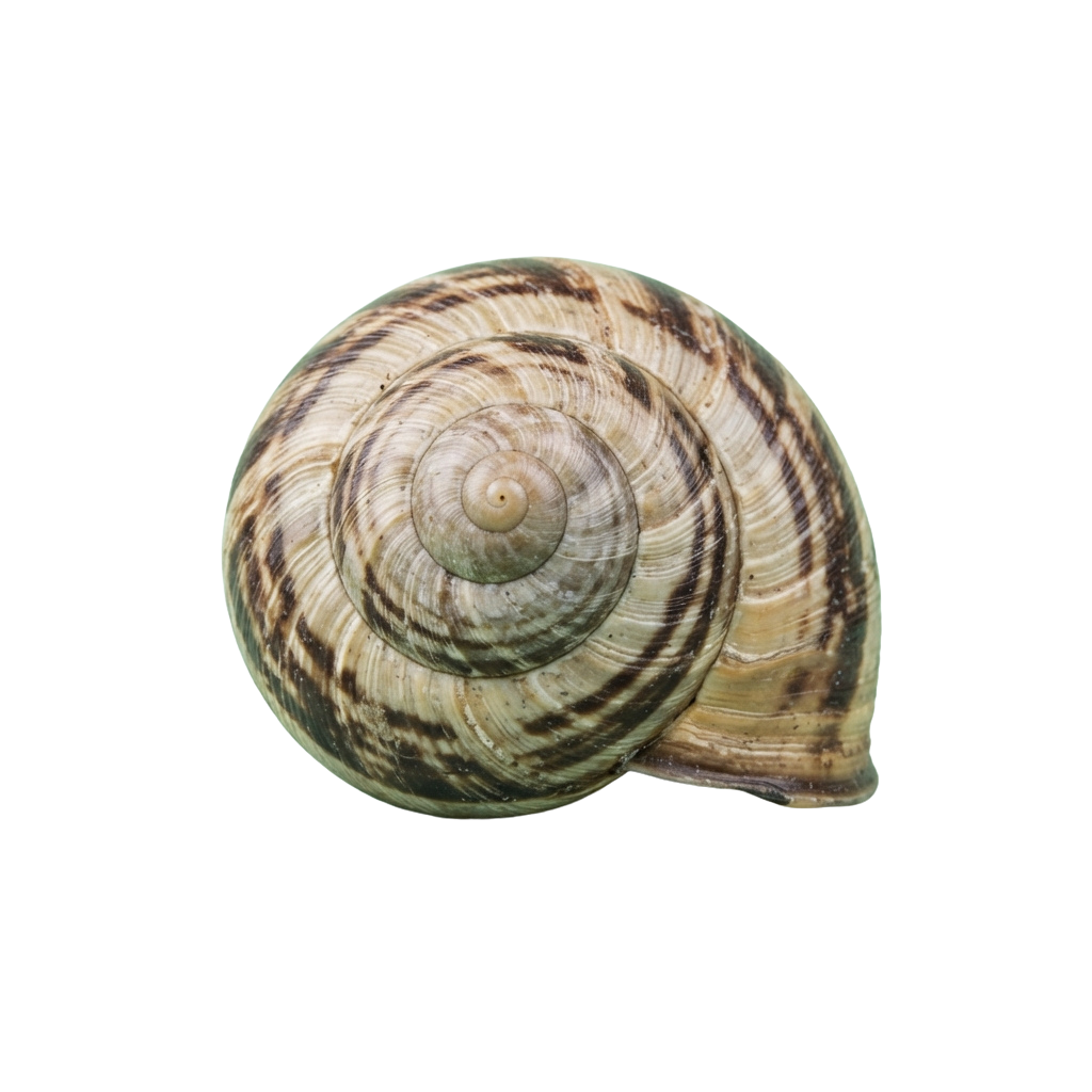 A detailed image of a spiral-shaped seashell with smooth, glossy surface and intricate patterns.