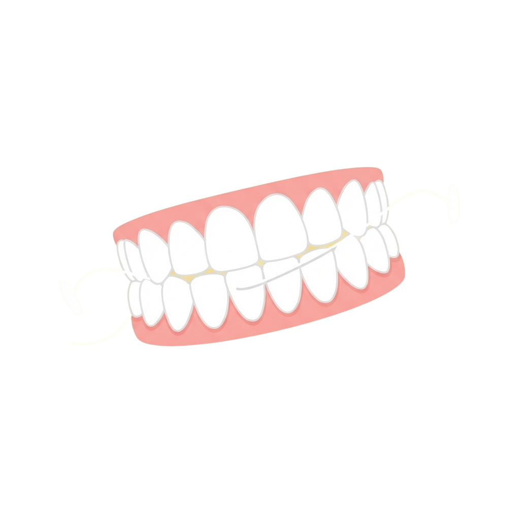 Illustration of a clear orthodontic retainer fitted over a set of teeth
