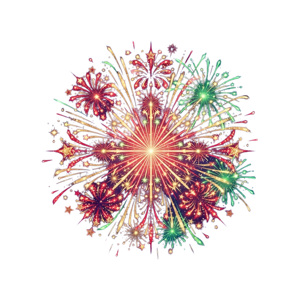 Vibrant fireworks exploding in various colors against a dark background
