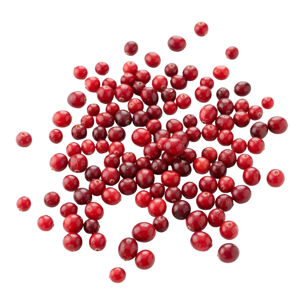A cluster of fresh red cranberries scattered on a black background