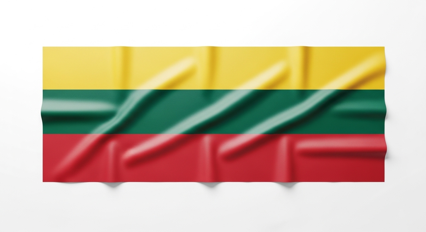 Lithuania National Flag Wavy Fabric on White. European Country Symbol, Identity & Patriotism Banner - Feature Imagefeb 16