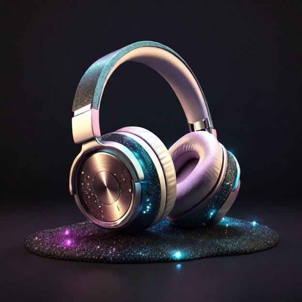 Glamorous Over-Ear Headphones on Glittering Surface