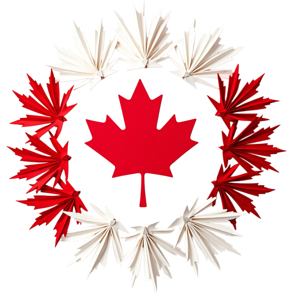 Canadian Maple Leaf Emblem with Festive Red and White Decorative Border - Anniversary Of The Statute Of Westminster 16