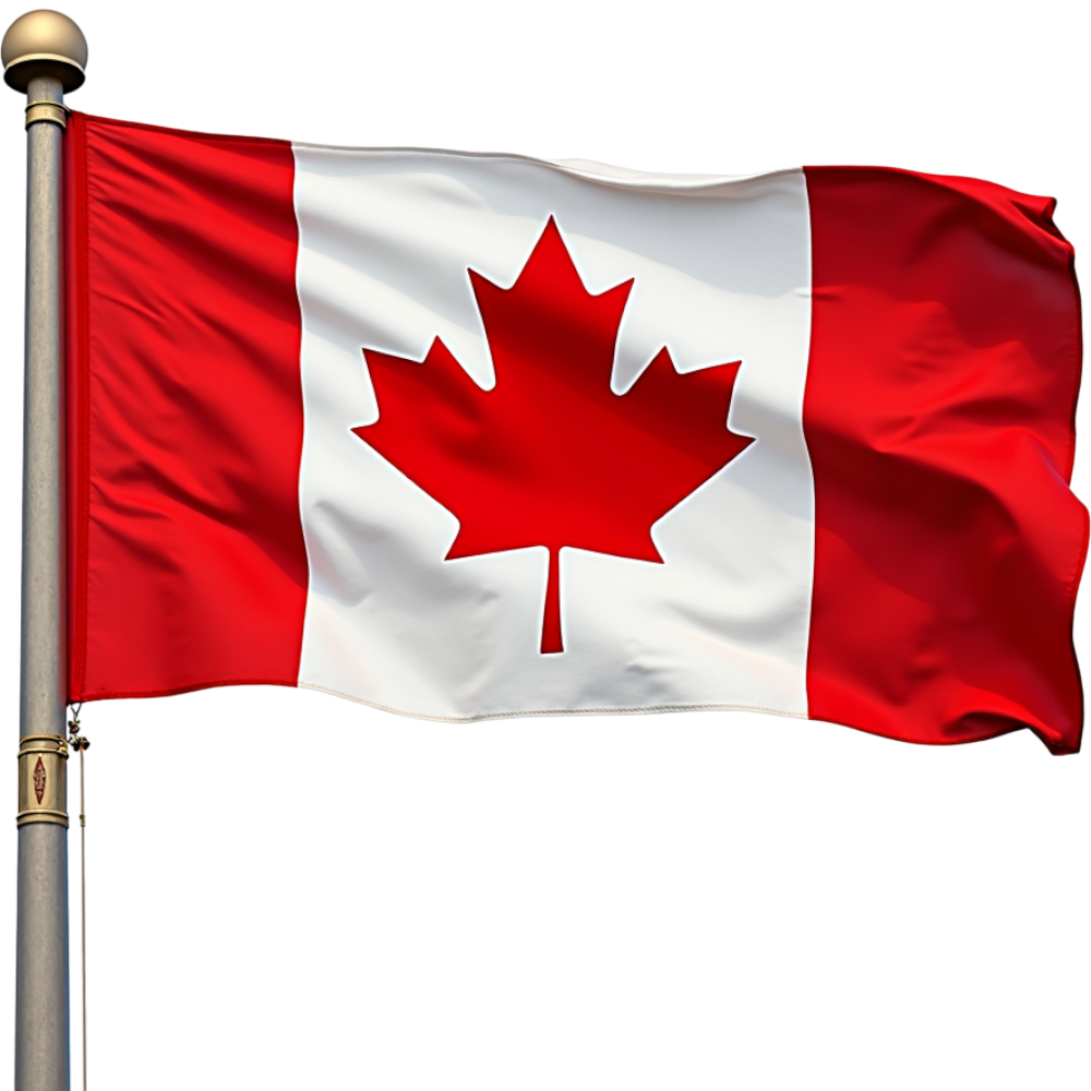 Waving Canadian Flag on Pole - National Symbol Representing Canada - Anniversary Of The Statute Of Westminster 19
