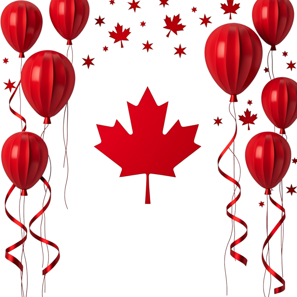 Canadian Celebration Design with Red Maple Leaf and Balloons - Anniversary Of The Statute Of Westminster 21