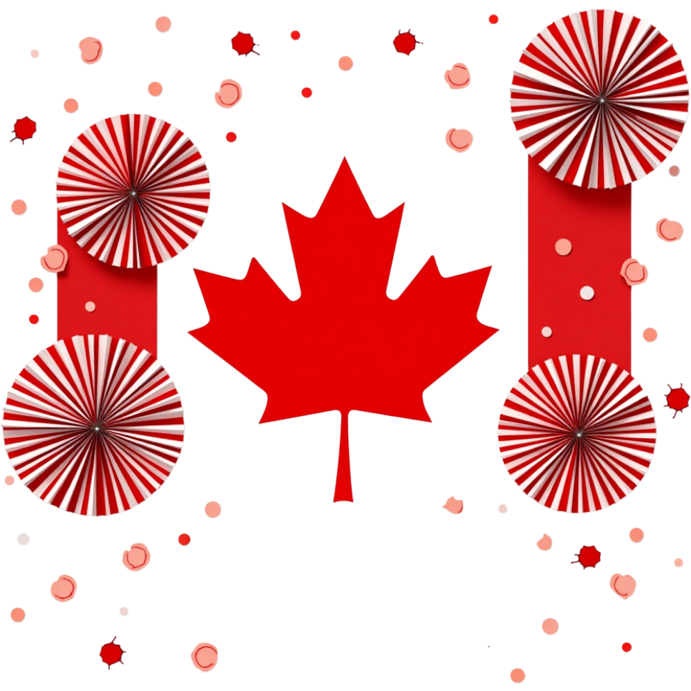 Patriotic Canada Design with Maple Leaf and Paper Fan Ornaments - Anniversary Of The Statute Of Westminster 24