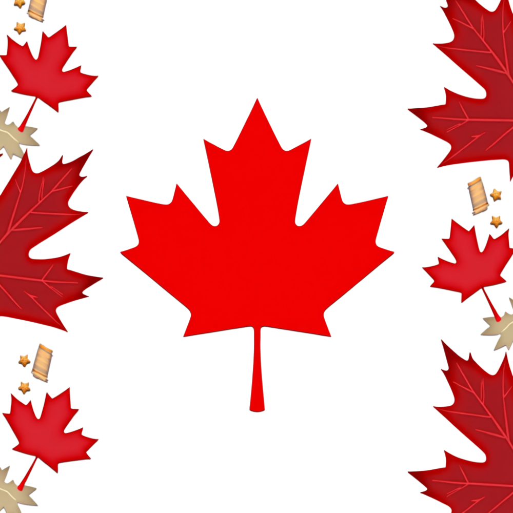 Vibrant Red Maple Leaf Design with Autumn Leaves and Golden Embellishments on Black - Anniversary Of The Statute Of Westminster 3