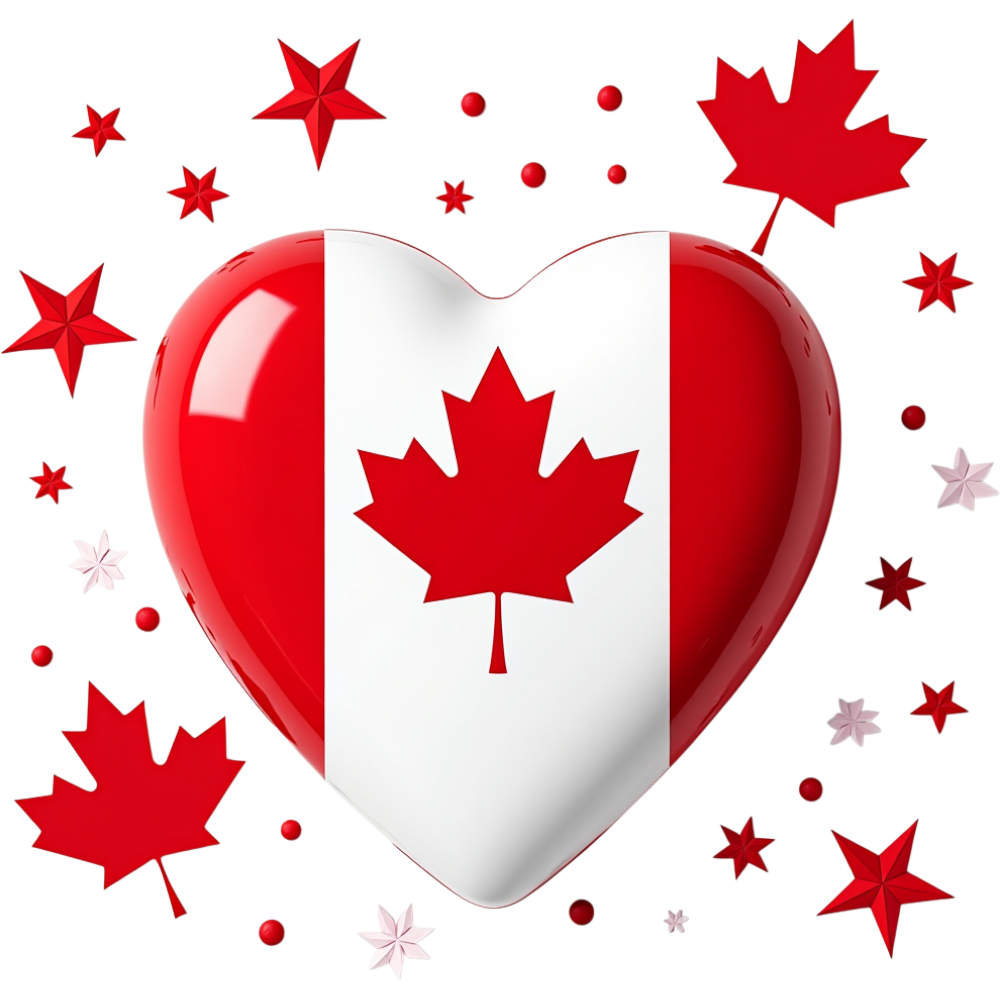 Heart-Shaped Canadian Flag with Maple Leaf and Stars - Anniversary Of The Statute Of Westminster 6