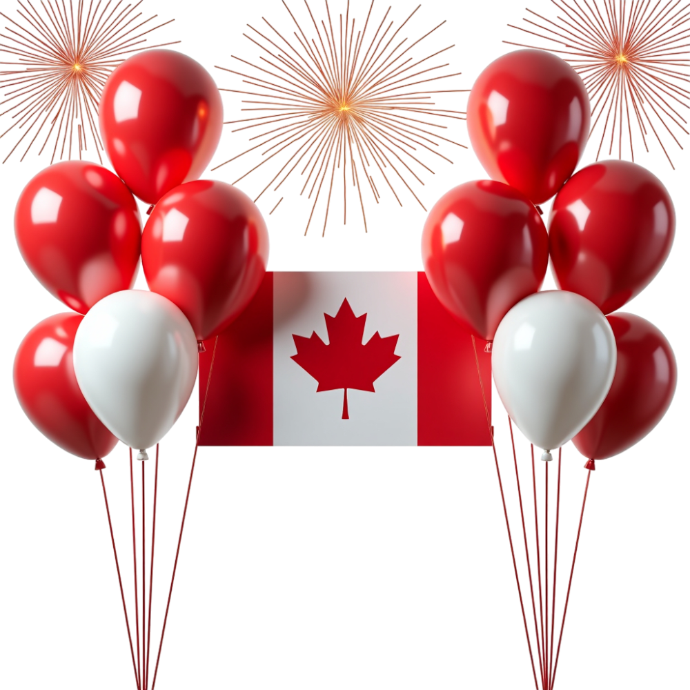 Canada Day Festivities: Flag, Red and White Balloons, and Fireworks Display - Anniversary Of The Statute Of Westminster 7