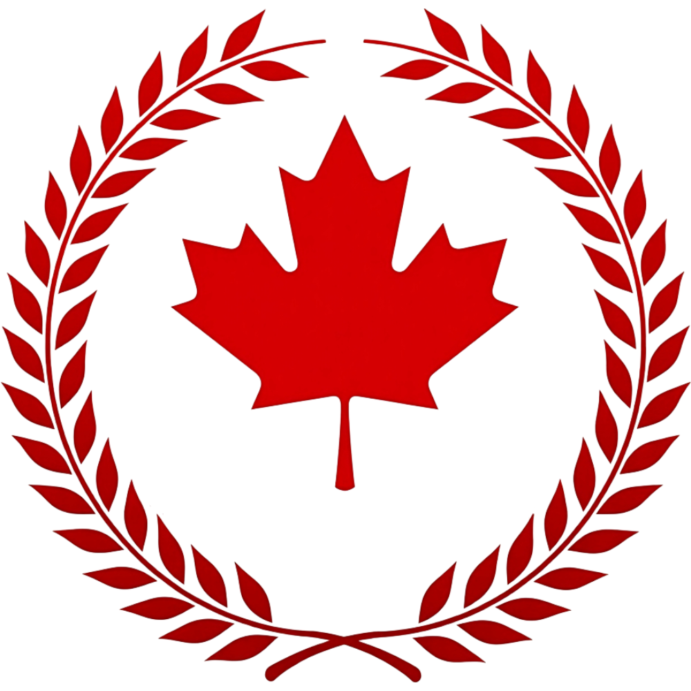 Canadian Maple Leaf Emblem with Red Laurel Wreath on Black - Anniversary Of The Statute Of Westminster 9
