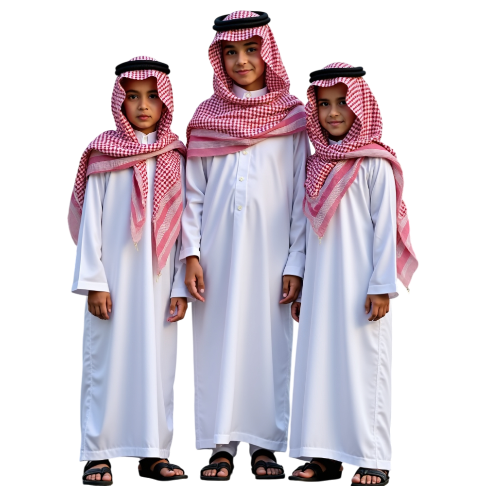 Three Young Middle Eastern Boys in Traditional Arab Dress - Arabic Language Day 10