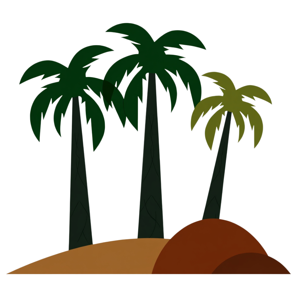 Tropical Palm Trees on Island Illustration - Arabic Language Day 20