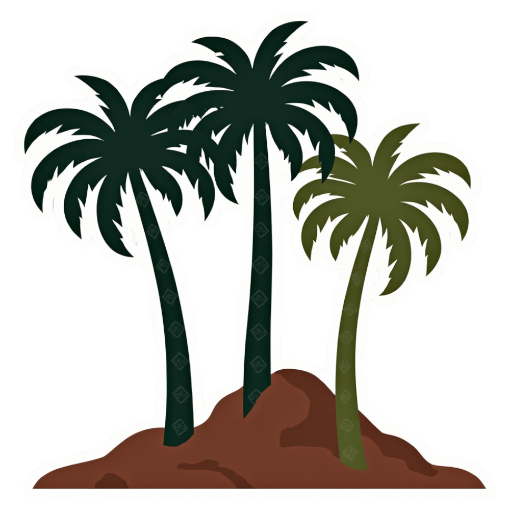 Tropical Palm Trees Graphic Element on Island Mound - Summer Vacation Paradise Art - Arabic Language Day 22