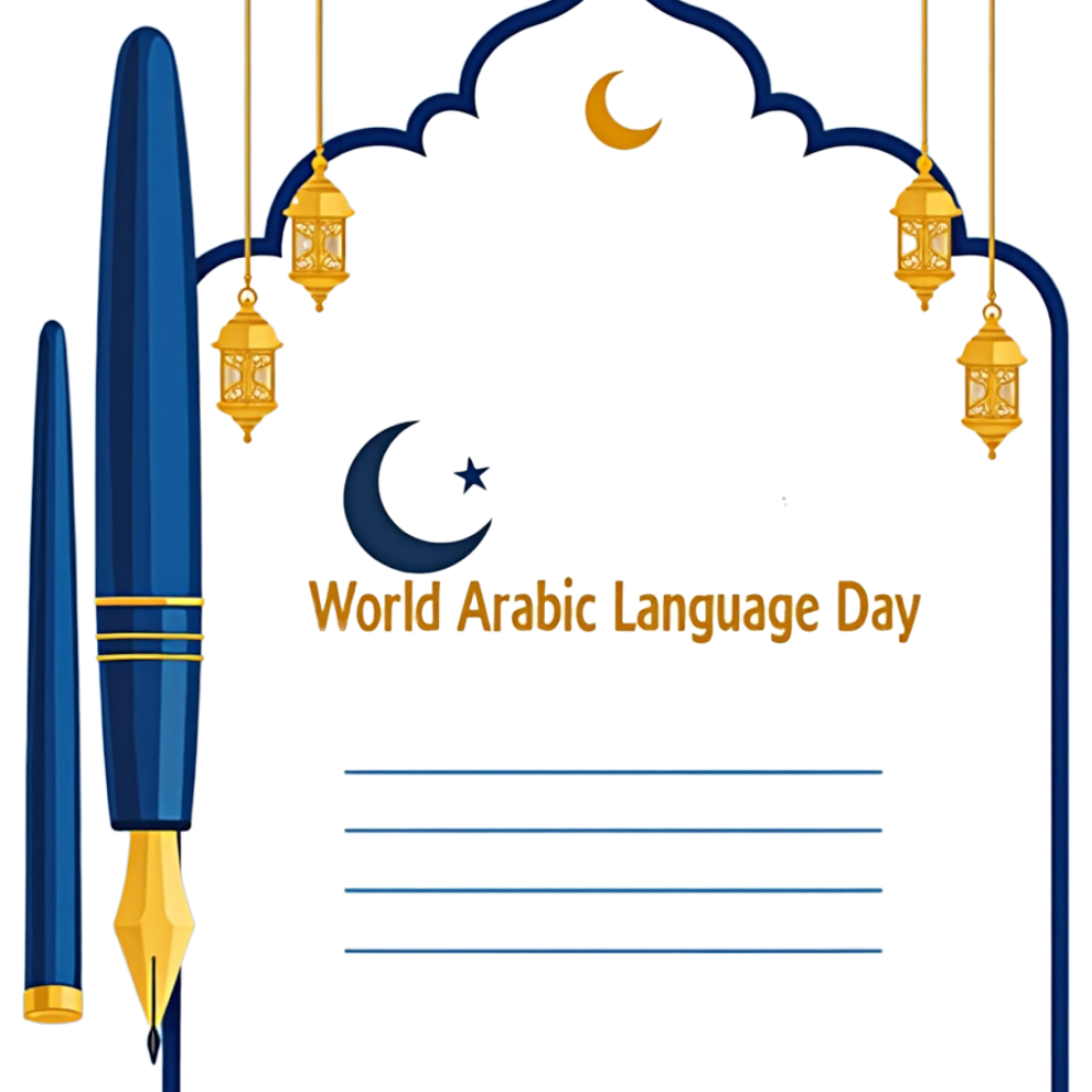 World Arabic Language Day Design with Pen, Lanterns, and Islamic Arch - Arabic Language Day 25