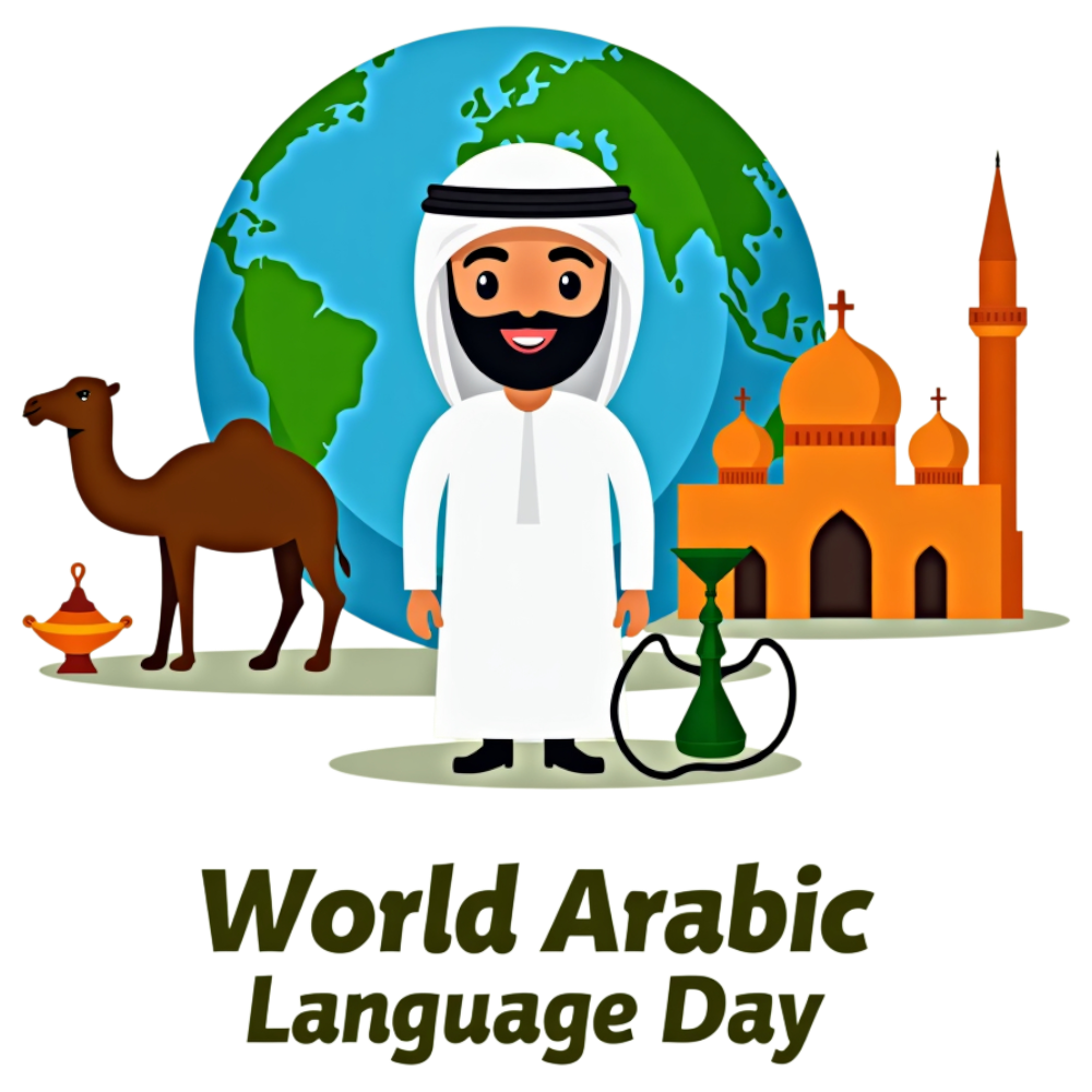 World Arabic Language Day Design: Arab Man, Globe, Middle Eastern Culture - Arabic Language Day 32