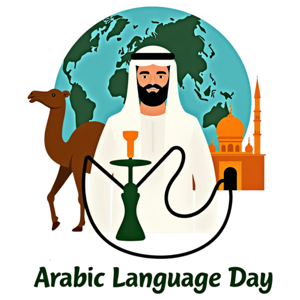Arabic Language Day Global Celebration: Arab Man, Camel, Mosque, Hookah, Cultural Heritage - Arabic Language Day 4