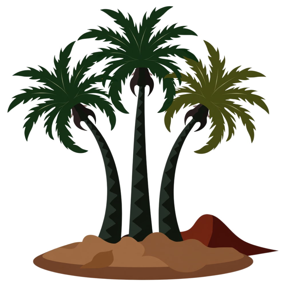Tropical Island Palm Trees Illustration - Arabic Language Day 7