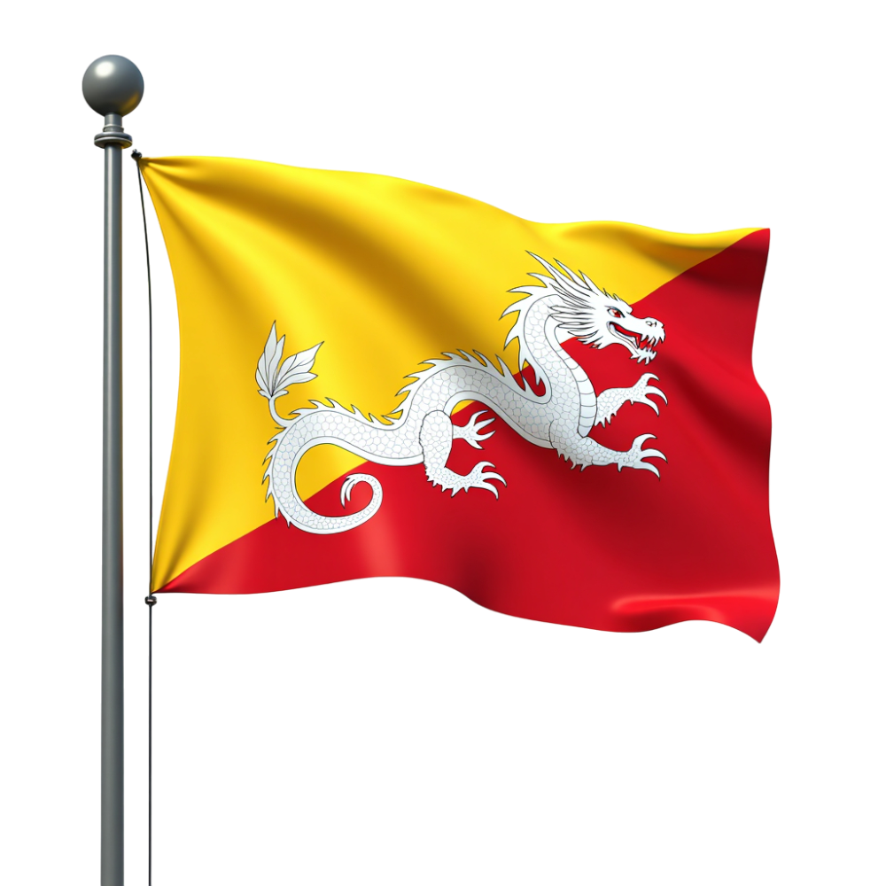 Waving Bhutan Flag with Druk Dragon - Bhutan National Day 16