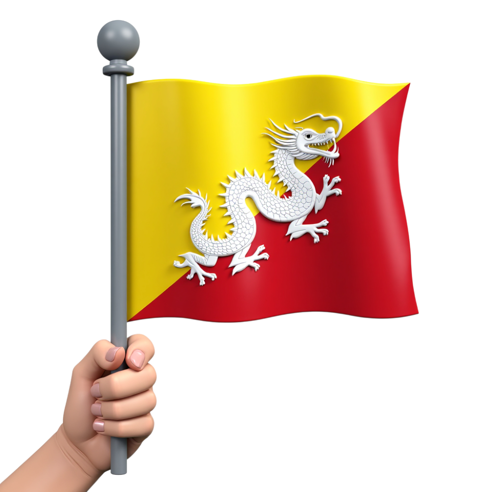 Bhutan National Flag Held by Hand - Druk Dragon Symbol Representation - Bhutan National Day 20