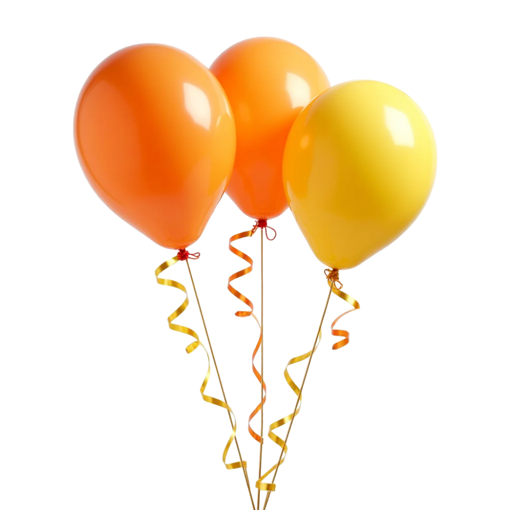 Vibrant Orange and Yellow Celebration Balloons with Curly Ribbons - Bhutan National Day 21