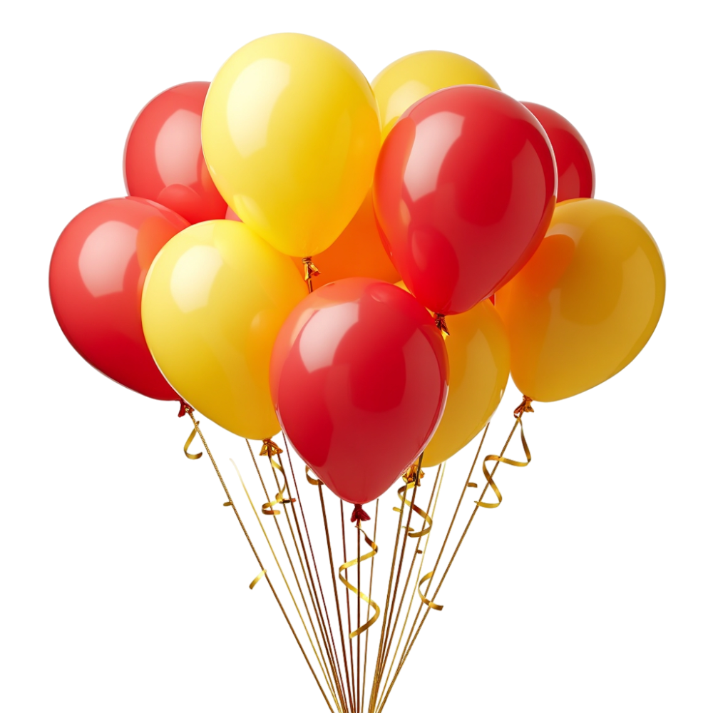 Red and Yellow Party Balloons with Golden Ribbons - Celebration Decoration - Bhutan National Day 28