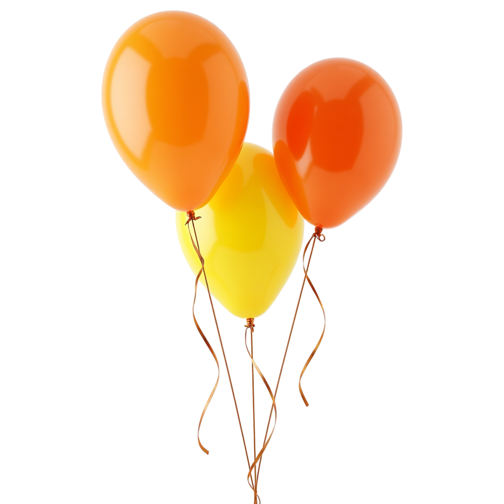 Vibrant Orange and Yellow Balloons with Ribbons for Celebration and Festive Events - Bhutan National Day 3