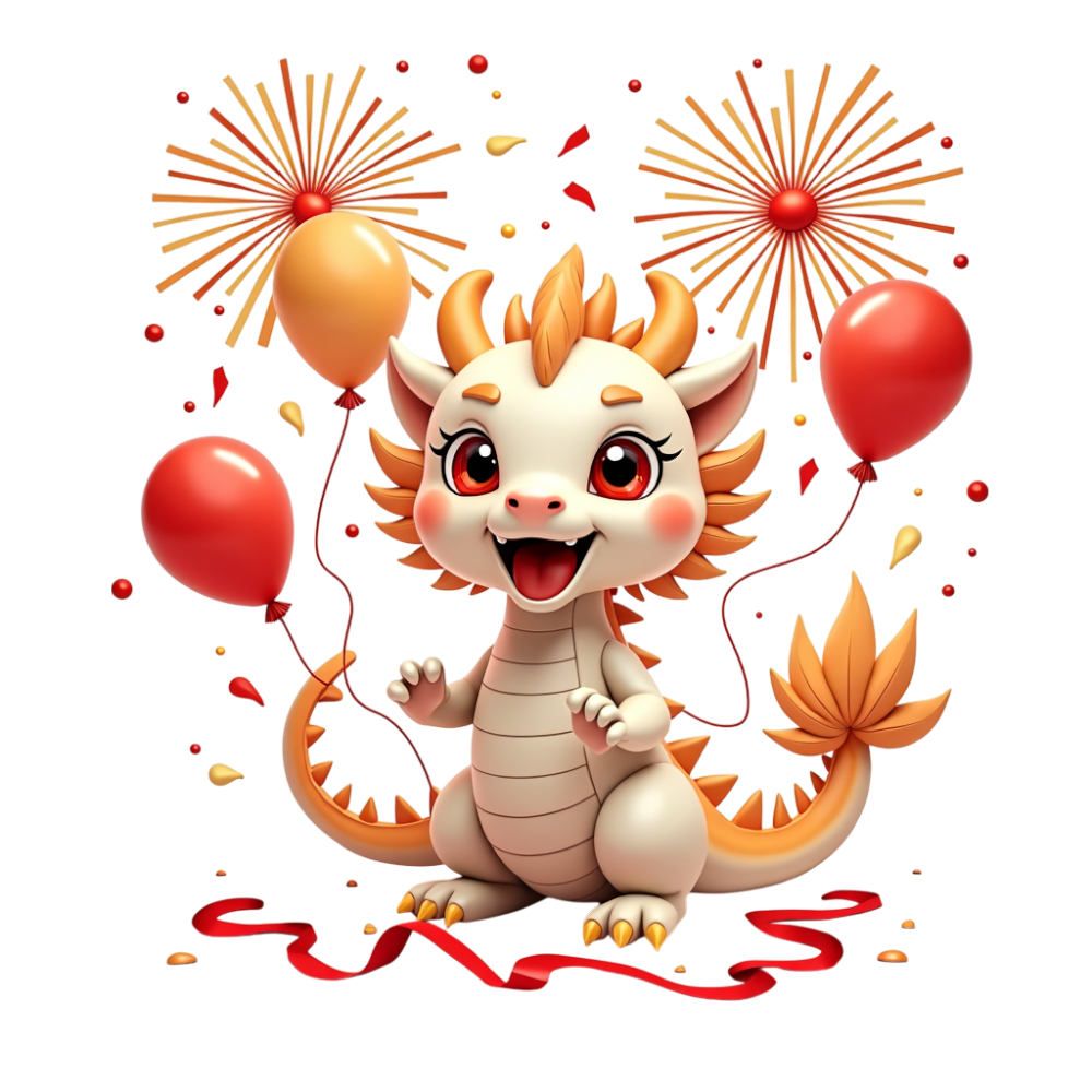 Happy Cartoon Dragon with Balloons and Confetti Celebration - Bhutan National Day 35