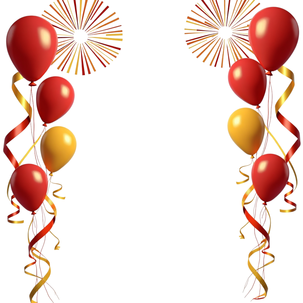 Festive Balloon & Ribbons Frame with Decorative Bursts on Dark Background - Bhutan National Day 39